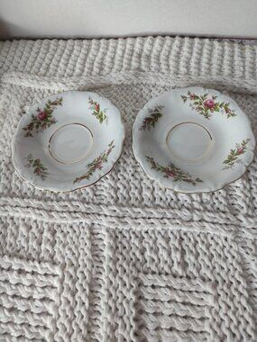 Lot Of 2 Vintage.Johann Haviland Bavaria Germany Moss Rose Footed Saucers